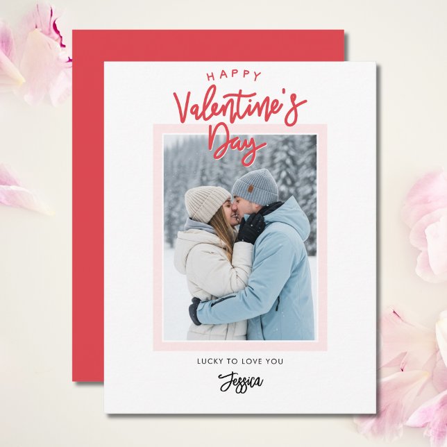 Einfache moderne Valentinstagskarte mit Foto (Von Creator hochgeladen)