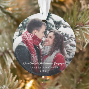 Einfache moderne Verlobung Foto Ornament