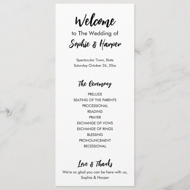 Einfache moderne, vielseitig Lässige Schwarzweiß Programm (Vorderseite)