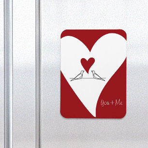 Einfache moderne Vögel in Liebe Rotes Herz Magnet