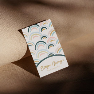 Einfache moderne Wasserfarbe Abstrakt Rainbow Boho Visitenkarte