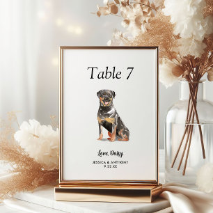 Einfache moderne Wasserfarbe-Hund-Hochzeit  Tischnummer
