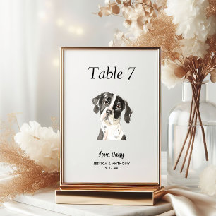 Einfache moderne Wasserfarbe-Hund-Hochzeit  Tischnummer