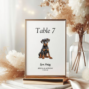 Einfache moderne Wasserfarbe-Hund-Hochzeit Tischnummer