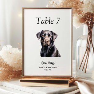 Einfache moderne Wasserfarbe Hund Hochzeit Tischnummer