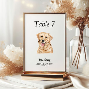 Einfache moderne Wasserfarbe Hundehochzeit  Tischnummer