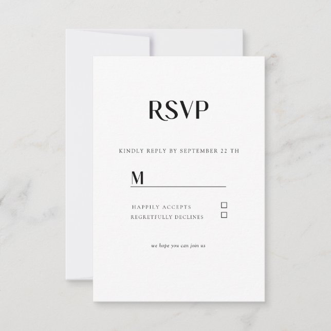 Einfache Moderne Wedding  RSVP Karte (Vorderseite)