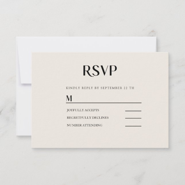 Einfache Moderne Wedding  RSVP Karte (Vorderseite)