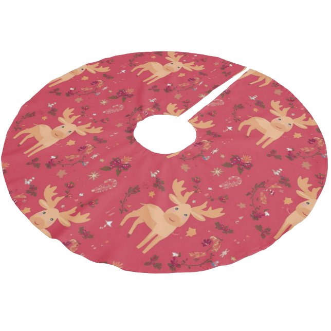 Einfache moderne Weihnachtsfeiertage Goldrinder Polyester Weihnachtsbaumdecke (Schrägansicht)