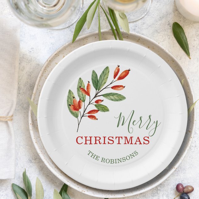Einfache moderne Weihnachtsferien Pappteller (Von Creator hochgeladen)