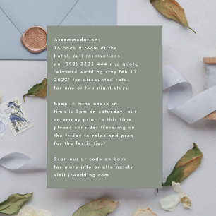 Einfache, moderne, weiße Details Unterkunft RSVP Karte