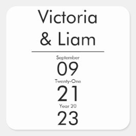 Einfache, moderne weiße Hochzeitsfeier Quadratischer Aufkleber