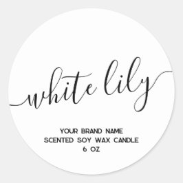 Einfache, moderne weiße Minimalkerzenbezeichnung Runder Aufkleber