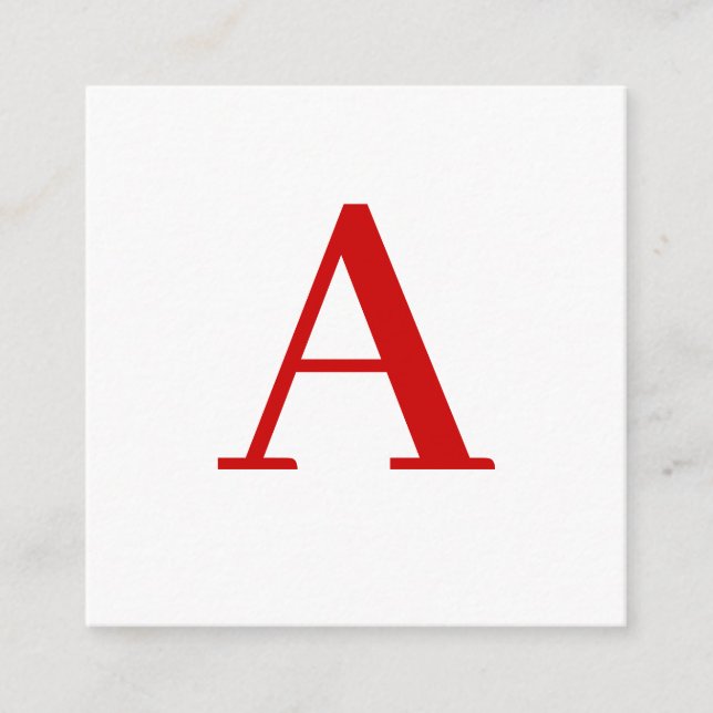 Einfache moderne weiße rote Monogramm-Initiale Begleitkarte (Vorderseite)