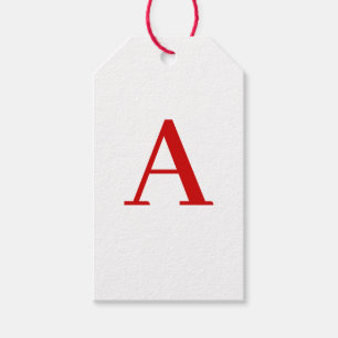Einfache moderne weiße rote Monogramm-Initiale Geschenkanhänger