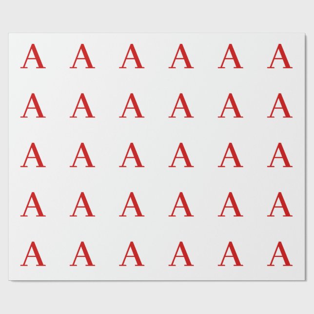 Einfache moderne weiße rote Monogramm-Initiale Geschenkpapier (Flach)