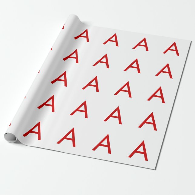 Einfache moderne weiße rote Monogramm-Initiale Geschenkpapier (Ungerollt)