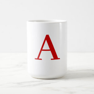 Einfache moderne weiße rote Monogramm-Initiale Kaffeetasse