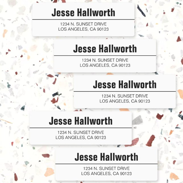 Einfache, moderne weiße und schwarze, wasserdichte etiketten (Von Creator hochgeladen)