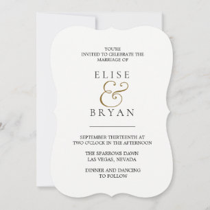 Einfache moderne White & Gold Hochzeit Einladung