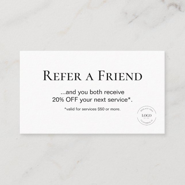 Einfache moderne White Refer a Friend Custom Empfe Treuekarte (Vorderseite)