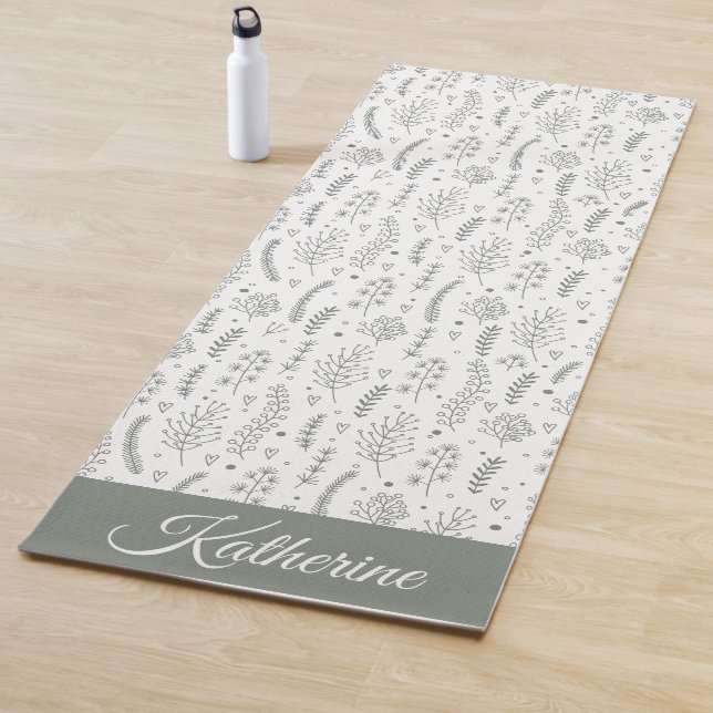 Einfache moderne Wildblumen-Blumenschrift Name  Yogamatte (Beispiel)
