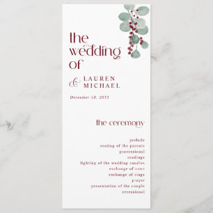 Einfache moderne Winterhochzeit in Burgund Programm