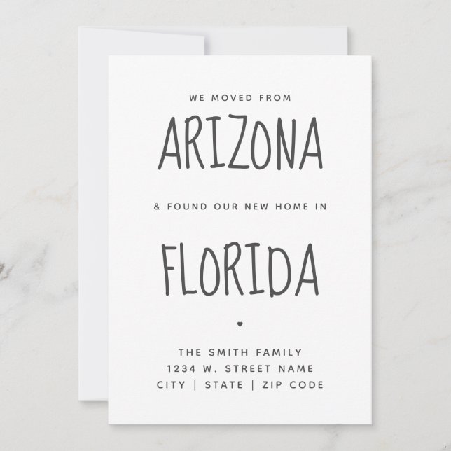 Einfache Moderne wir haben neue Zuhause Florida Ankündigung (Vorderseite)