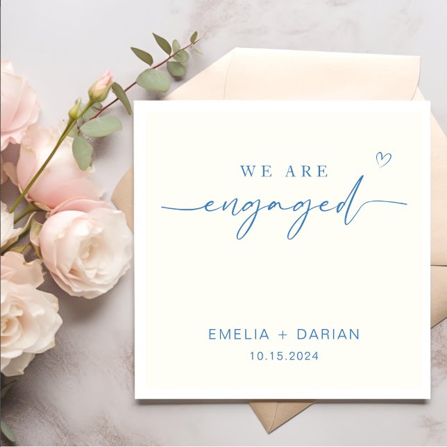 Einfache Moderne Wir sind Verlobte Engagement-Part Serviette (Von Creator hochgeladen)