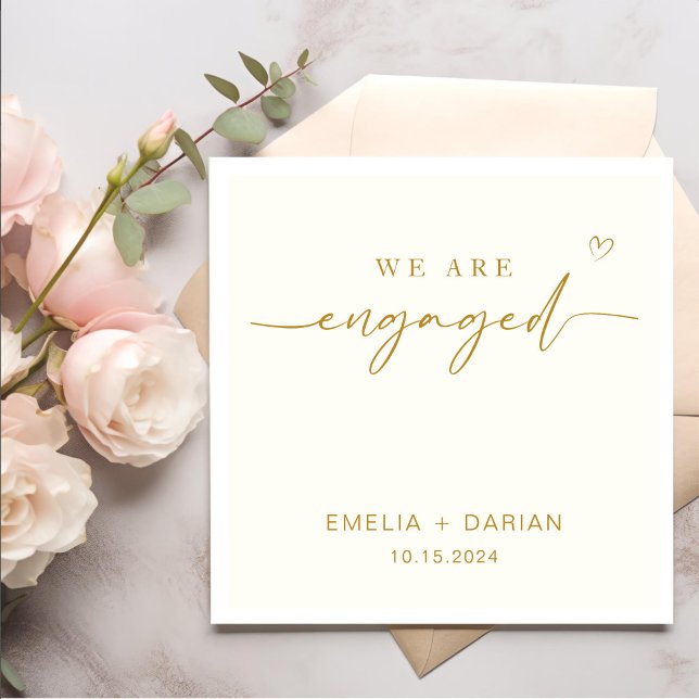 Einfache Moderne Wir sind Verlobte Engagement-Part Serviette (Von Creator hochgeladen)