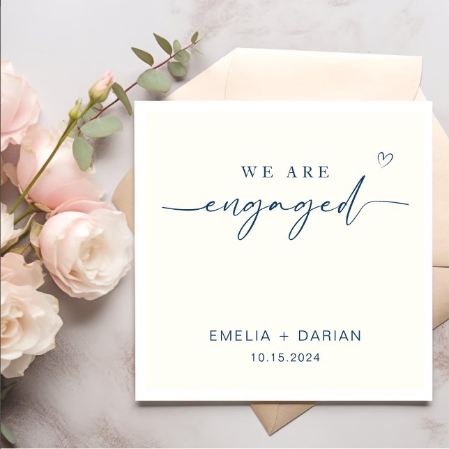 Einfache Moderne Wir sind Verlobte Engagement-Part Serviette (Von Creator hochgeladen)