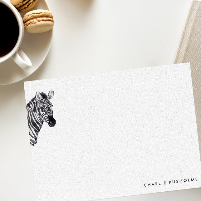Einfache moderne Zebra Personalisiert Stationery Mitteilungskarte (Von Creator hochgeladen)