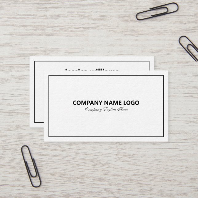 Einfache, moderne Zinn-BL-Grenze auf weißer Visite Visitenkarte (Vorderseite/Rückseite Beispiel)