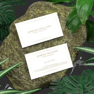 Einfache moderne Zinngoldgrenze in Weiß Visitenkarte