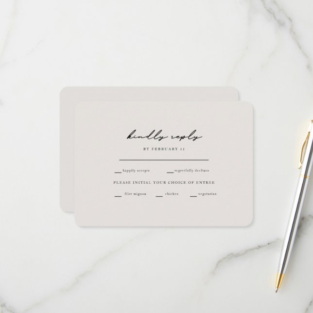 Einfache Momente Beige Dinner Optionen UAWG gerund RSVP Karte (Vorderseite/Rückseite Beispiel)