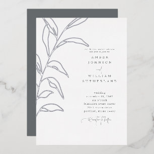 Einfache Momente Eltern HandDrawn Stem Foil Hochze Folieneinladung