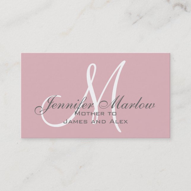 Einfache Mommy Calling Card | Baby Pink Telefonnummerkarte (Vorderseite)