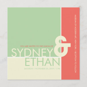 Einfache mondrianische Minimalistische Hochzeitsre Einladung