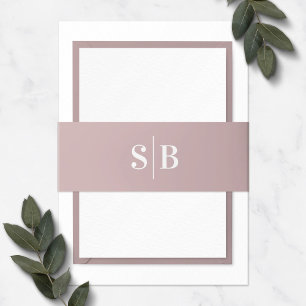 Einfache Mongram Dusty Mauve Pink Wedding Einladungsbanderole