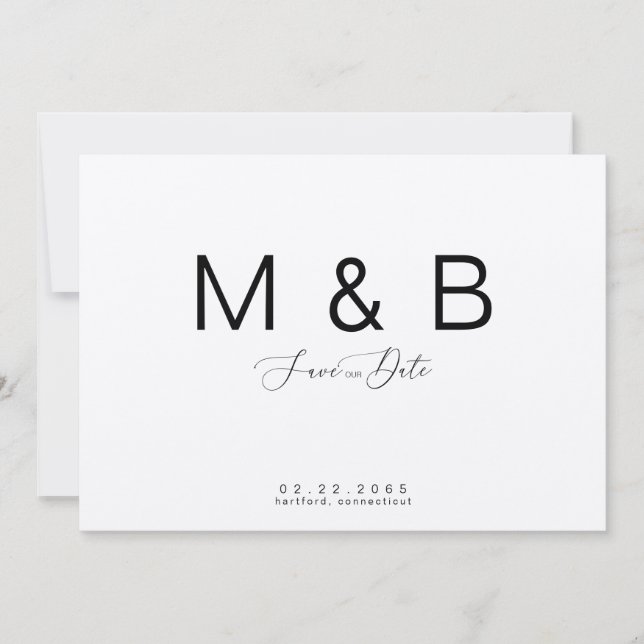 Einfache Mongram-Kraft-Papier Hochzeitszeit Sicher Save The Date (Vorderseite)