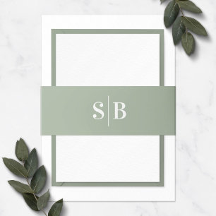 Einfache Mongram Light Leaf Green Wedding Einladungsbanderole