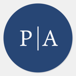 Einfache Mongram Navy Blue Wedding Runder Aufkleber