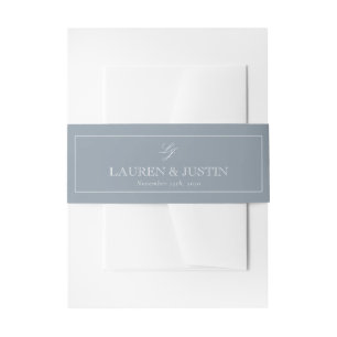 Einfache Mongram Script Dusty Blue Elegant Wedding Einladungsbanderole