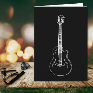 Einfache monochrome Gitarre zum Geburtstag zeichne Karte