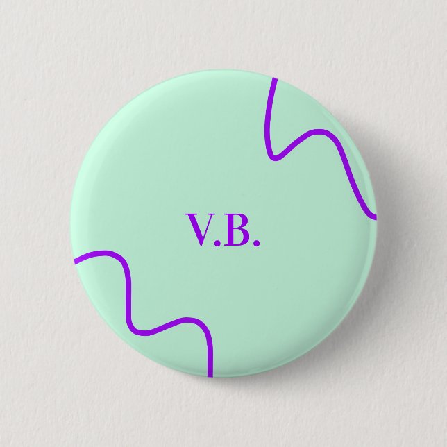 Einfache monochrome Namenszugabe Monogramm  Button (Vorderseite)