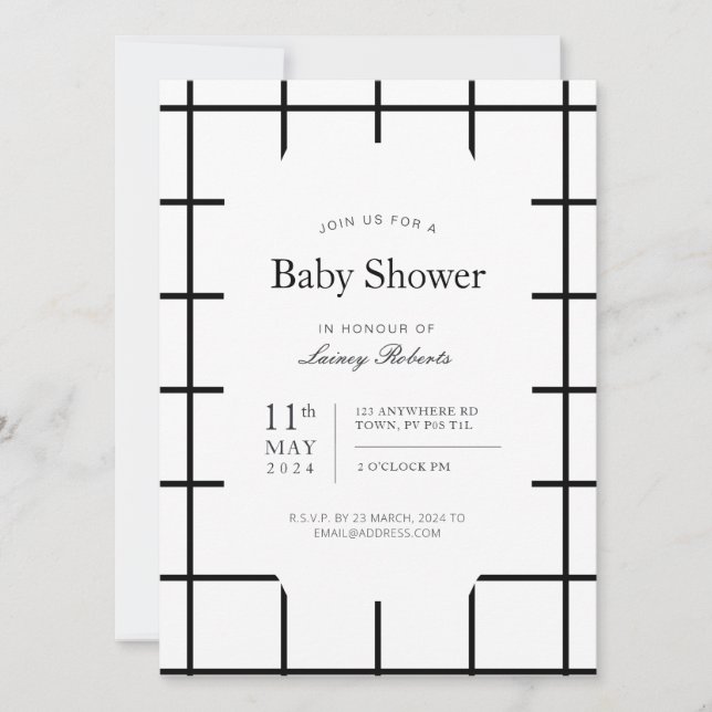 Einfache monochrome Schwarz-weiße Fensterleiste Ka Einladung (Vorderseite)