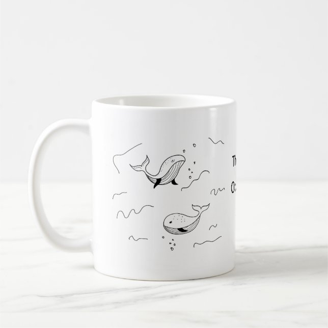 Einfache monochrome WhalSea Lineart Custom Kaffeetasse (Links)