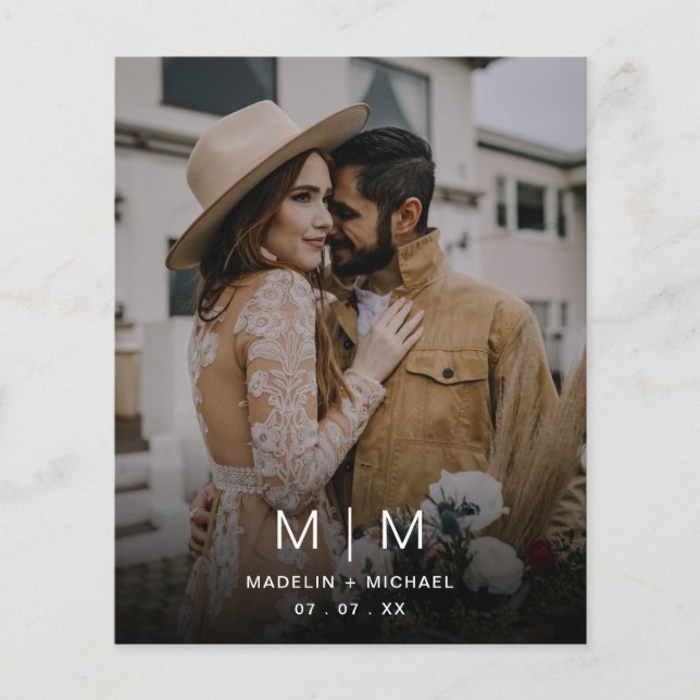 Einfache Monografie-Hochzeit speichern Sie das Fot Flyer (Vorne)