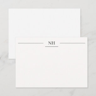 Einfache Monogram Border Initials Dunkelgrau Moder Mitteilungskarte