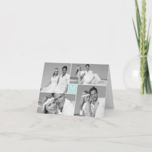 Einfache Monogram Box 4 Multi-Foto Moderne Hochzei Dankeskarte